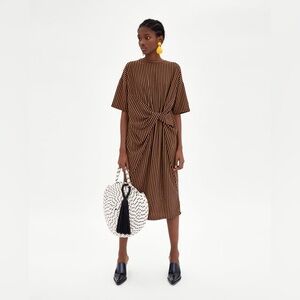 ZARA | Dress with knotted Waist Midi